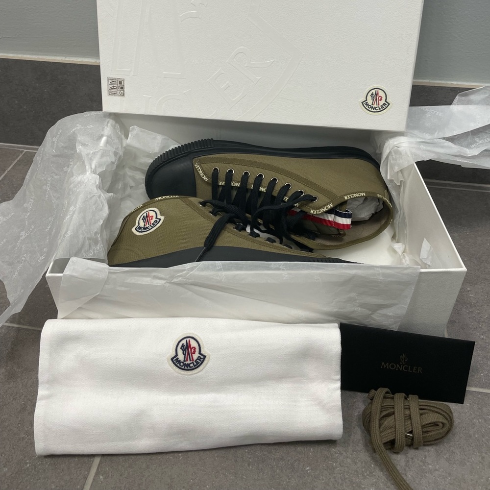 Moncler Lissex High Top Canvas Sneaker Army Green - MEN’S - Picture 10 of 15